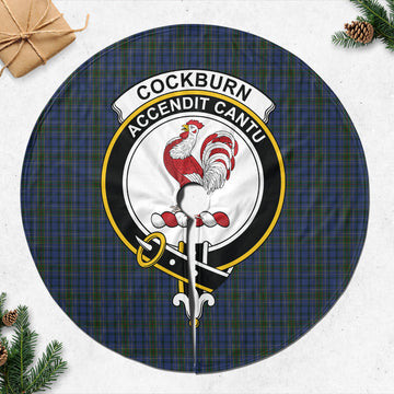 Cockburn Blue Tartan Christmas Tree Skirt with Family Crest