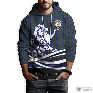 Cockburn Blue Tartan Hoodie with Alba Gu Brath Regal Lion Emblem