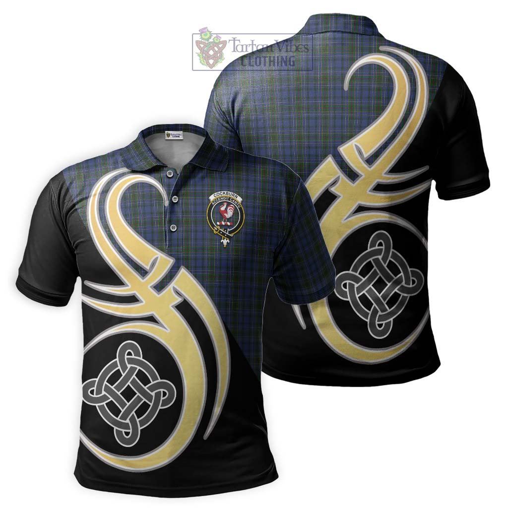 Cockburn Blue Tartan Polo Shirt with Family Crest and Celtic Symbol Style Kid - Tartan Vibes Clothing