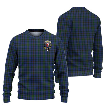 Cockburn Blue Tartan Ugly Sweater with Family Crest