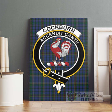 Cockburn Blue Tartan Canvas Print Wall Art with Family Crest