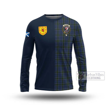 Cockburn Blue Tartan Long Sleeve T-Shirt Alba with Scottish Lion Royal Arm Half Style