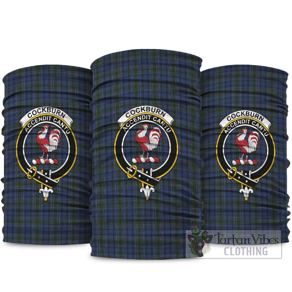 Cockburn Blue Tartan Neck Gaiters, Tartan Bandanas, Tartan Head Band with Family Crest