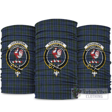 Cockburn Blue Tartan Neck Gaiters, Tartan Bandanas, Tartan Head Band with Family Crest