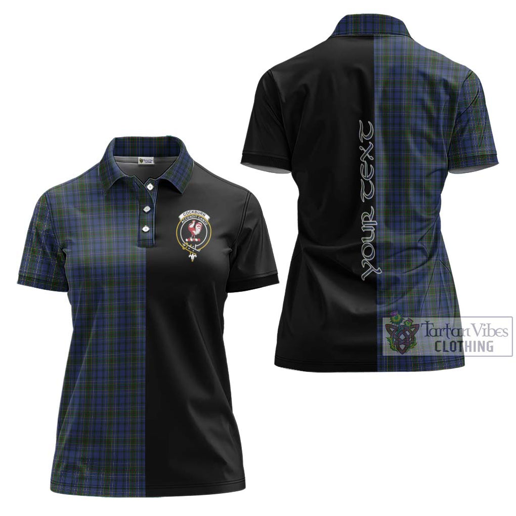 Cockburn Blue Tartan Women's Polo Shirt with Family Crest and Half Of Me Style Women - Tartanvibesclothing Shop