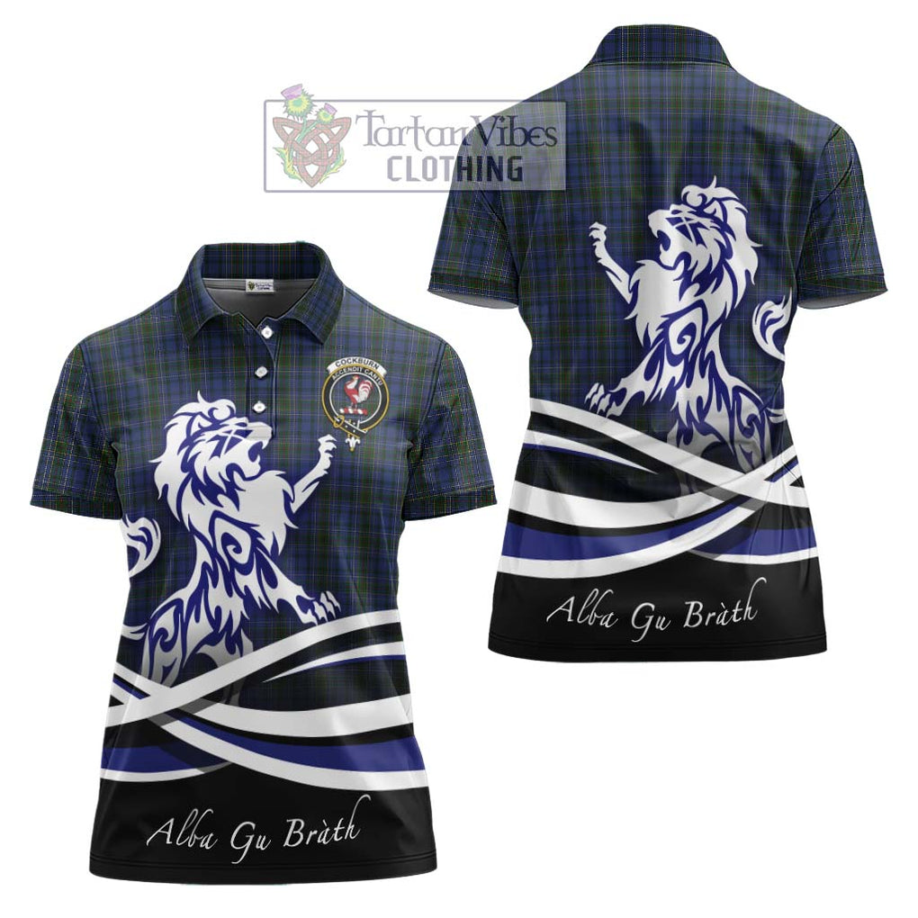 Cockburn Blue Tartan Women's Polo Shirt with Alba Gu Brath Regal Lion Emblem Women - Tartanvibesclothing Shop