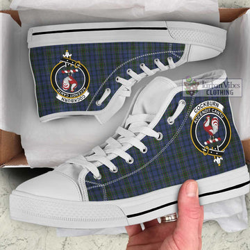 Cockburn Blue Tartan High Top Shoes with Family Crest