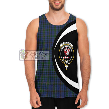 Cockburn Blue Tartan Men's Tank Top with Family Crest Circle Style