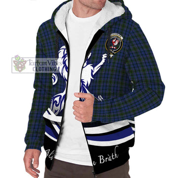 Cockburn Blue Tartan Sherpa Hoodie with Alba Gu Brath Regal Lion Emblem