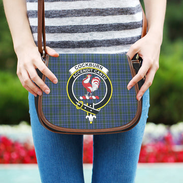 Cockburn Blue Tartan Saddle Bag with Family Crest