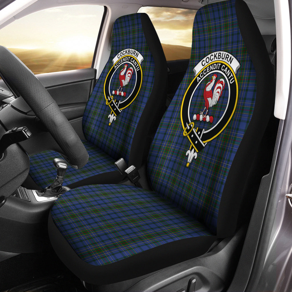 Cockburn Blue Tartan Car Seat Cover with Family Crest One Size - Tartanvibesclothing