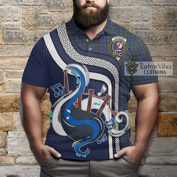 Cockburn Blue Tartan Polo Shirt with Epic Bagpipe Style