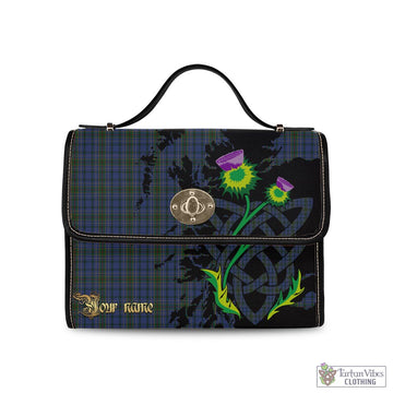 Cockburn Blue Tartan Waterproof Canvas Bag with Scotland Map and Thistle Celtic Accents