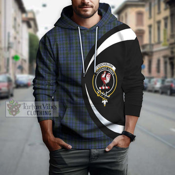 Cockburn Blue Tartan Hoodie with Family Crest Circle Style