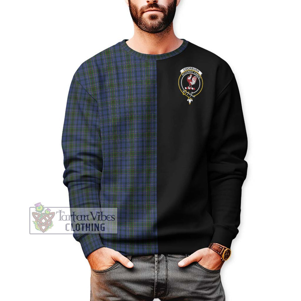 Cockburn Blue Tartan Sweatshirt with Family Crest and Half Of Me Style Unisex - Tartanvibesclothing Shop