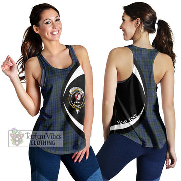 Cockburn Blue Tartan Women's Racerback Tanks with Family Crest Circle Style