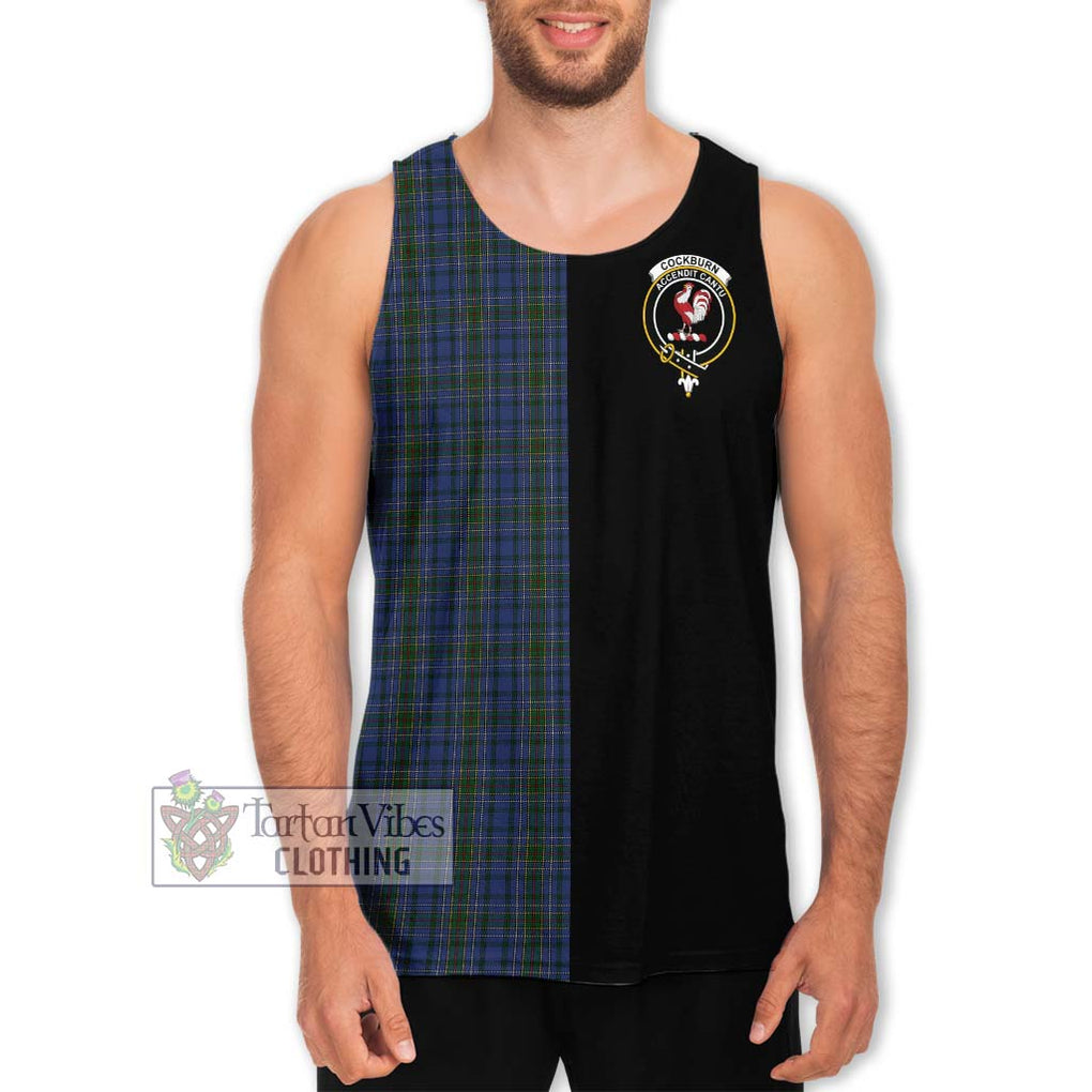 Cockburn Blue Tartan Men's Tank Top with Family Crest and Half Of Me Style Men - Tartanvibesclothing Shop