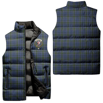 Cockburn Blue Tartan Sleeveless Puffer Jacket with Family Crest