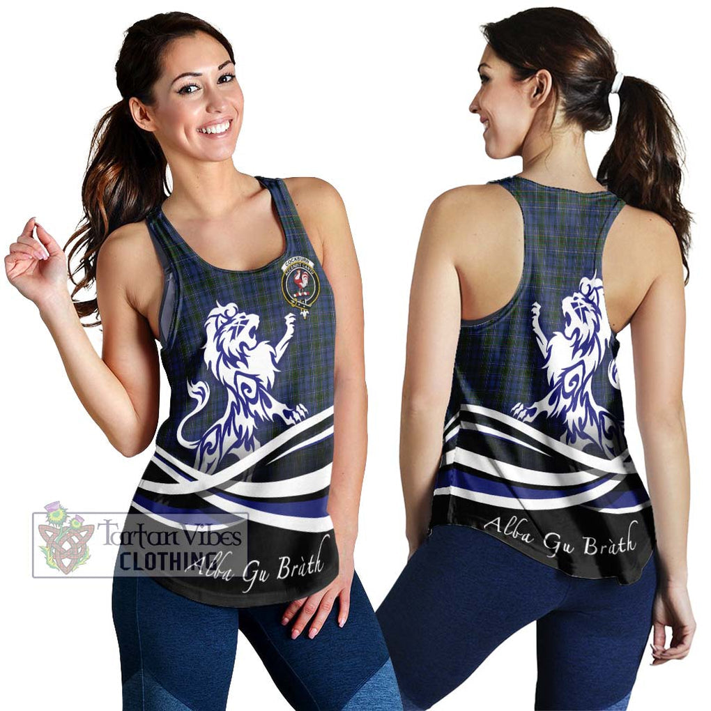 Cockburn Blue Tartan Women's Racerback Tanks with Alba Gu Brath Regal Lion Emblem 4XL - Tartanvibesclothing Shop