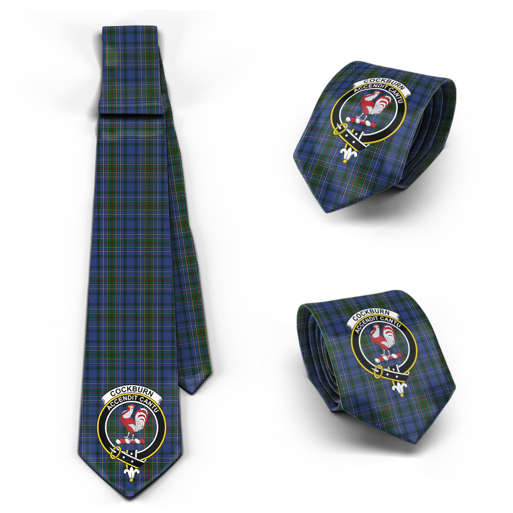 Cockburn Blue Tartan Classic Necktie with Family Crest Necktie One Size - Tartan Vibes Clothing