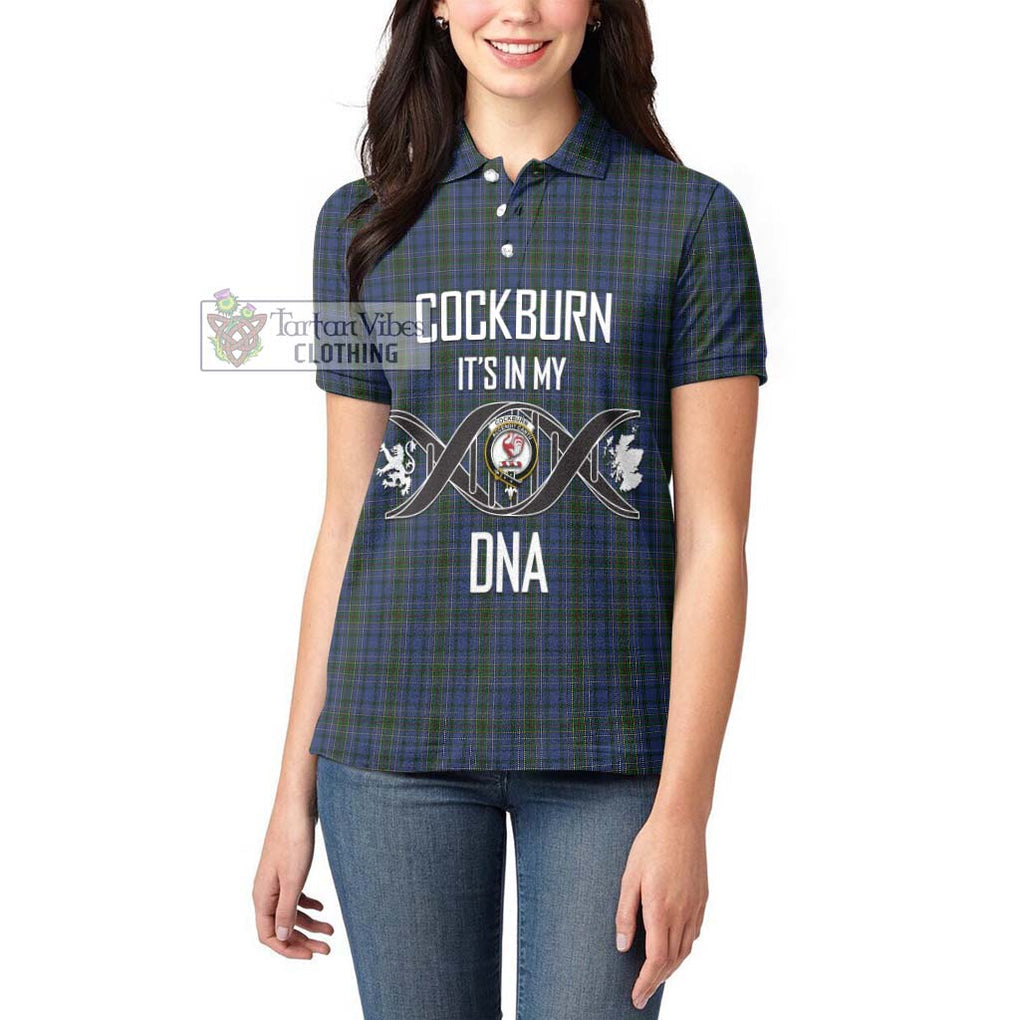 Cockburn Blue Tartan Women's Polo Shirt with Family Crest DNA In Me Style Women - Tartanvibesclothing Shop