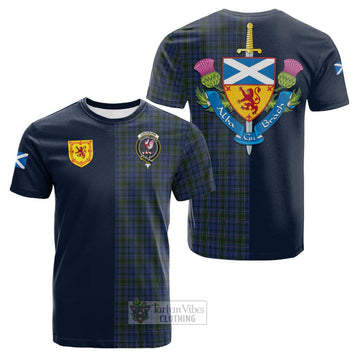 Cockburn Blue Tartan Cotton T-shirt Alba with Scottish Lion Royal Arm Half Style