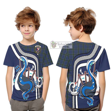 Cockburn Blue Tartan Kid T-Shirt with Epic Bagpipe Style