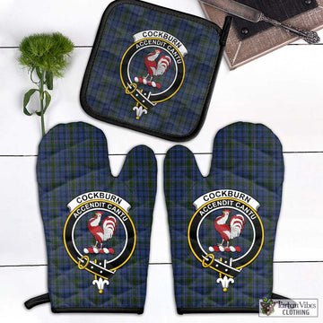 Cockburn Blue Tartan Combo Oven Mitt & Pot-Holder with Family Crest