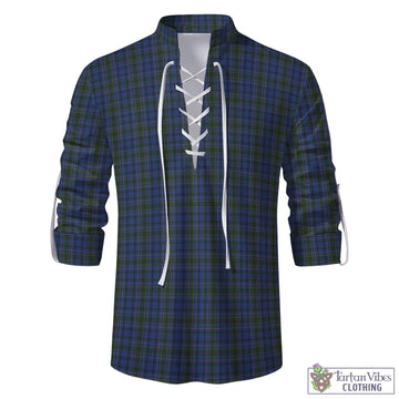 Cockburn Blue Tartan Men's Scottish Traditional Jacobite Ghillie Kilt Shirt