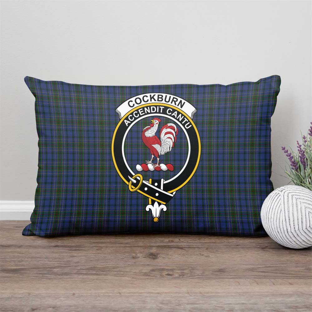 Cockburn Blue Tartan Pillow Cover with Family Crest Rectangle Pillow Cover - Tartanvibesclothing