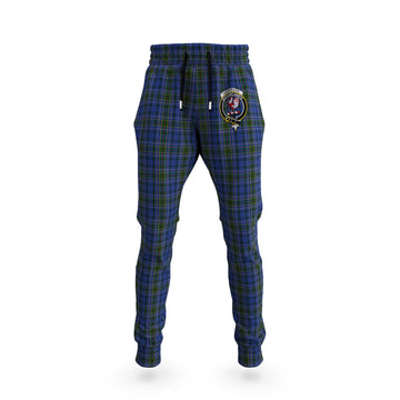 Cockburn Blue Tartan Joggers Pants with Family Crest