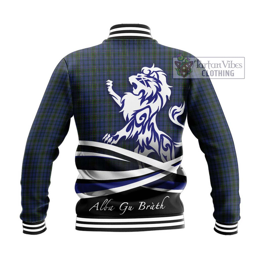 Cockburn Blue Tartan Baseball Jacket with Alba Gu Brath Regal Lion Emblem - Tartanvibesclothing Shop