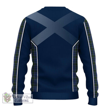 Cockburn Blue Tartan Ugly Sweater with Family Crest and Lion Rampant Vibes Sport Style