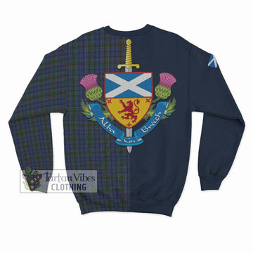 Cockburn Blue Tartan Sweatshirt Alba with Scottish Lion Royal Arm Half Style