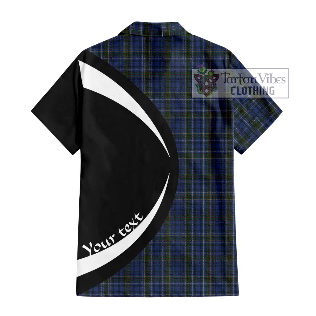 Cockburn Blue Tartan Short Sleeve Button Up with Family Crest Circle Style - Tartan Vibes Clothing