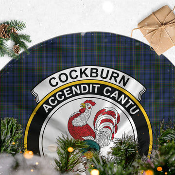 Cockburn Blue Tartan Christmas Tree Skirt with Family Crest