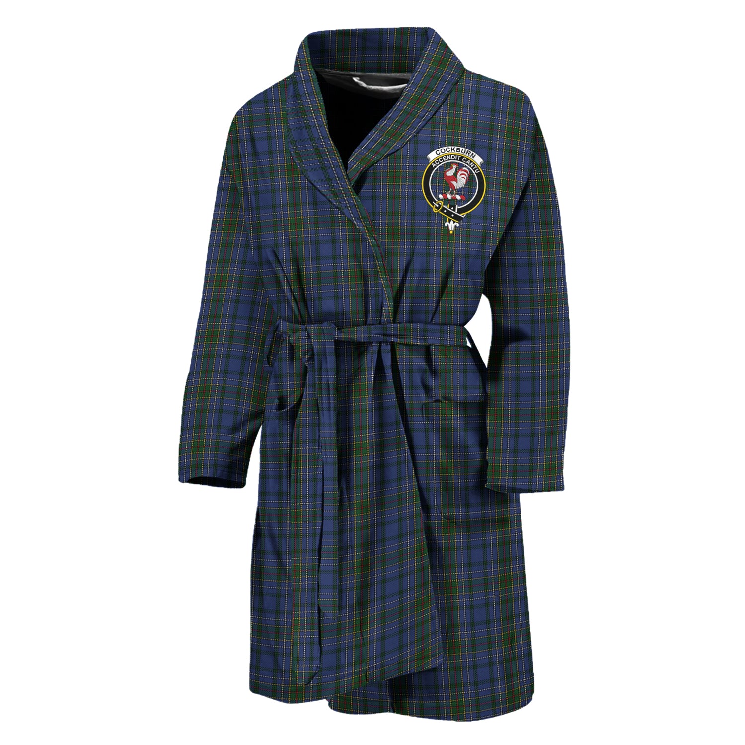 Cockburn Blue Tartan Bathrobe with Family Crest Unisex M - Tartan Vibes Clothing