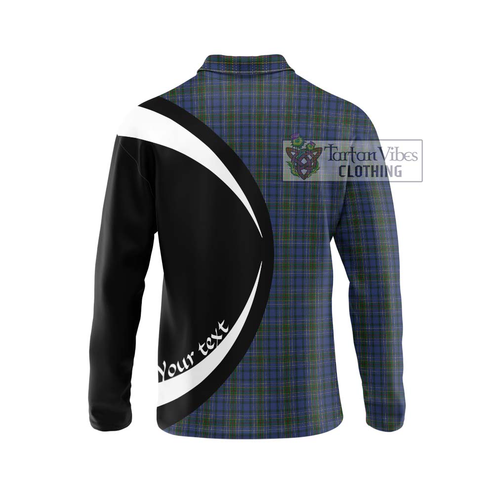 Cockburn Blue Tartan Long Sleeve Polo Shirt with Family Crest Circle Style - Tartan Vibes Clothing