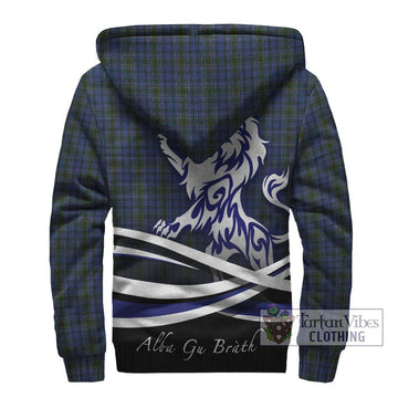 Cockburn Blue Tartan Sherpa Hoodie with Alba Gu Brath Regal Lion Emblem