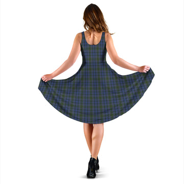 Cockburn Blue Tartan Sleeveless Midi Womens Dress