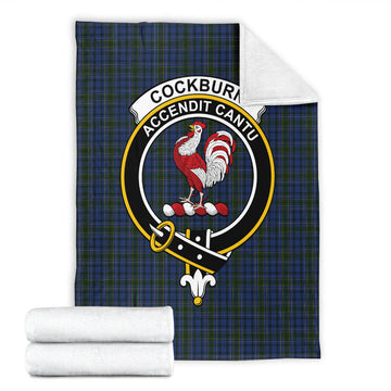 Cockburn Blue Tartan Blanket with Family Crest