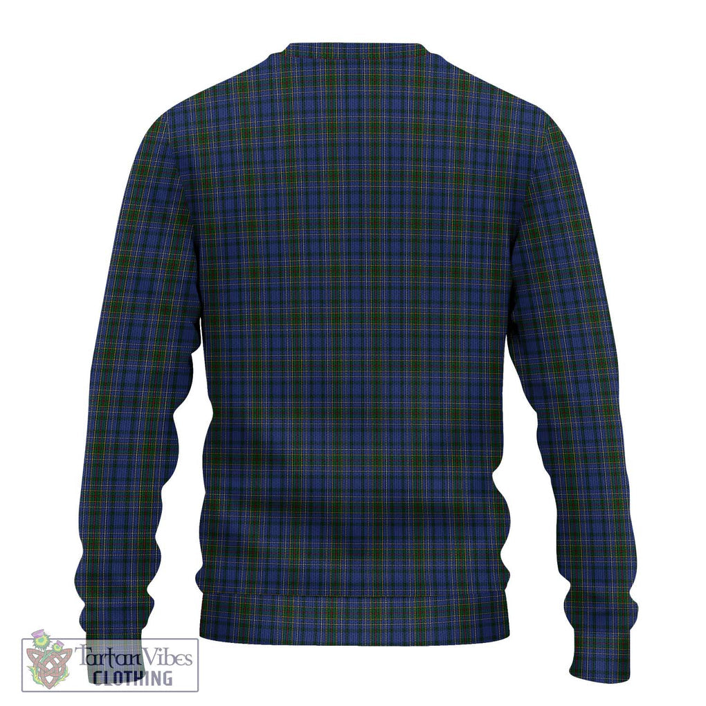 Cockburn Blue Tartan Knitted Sweater with Family Crest DNA In Me Style - Tartanvibesclothing Shop