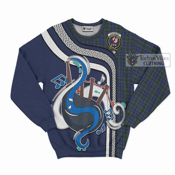 Cockburn Blue Tartan Sweatshirt with Epic Bagpipe Style