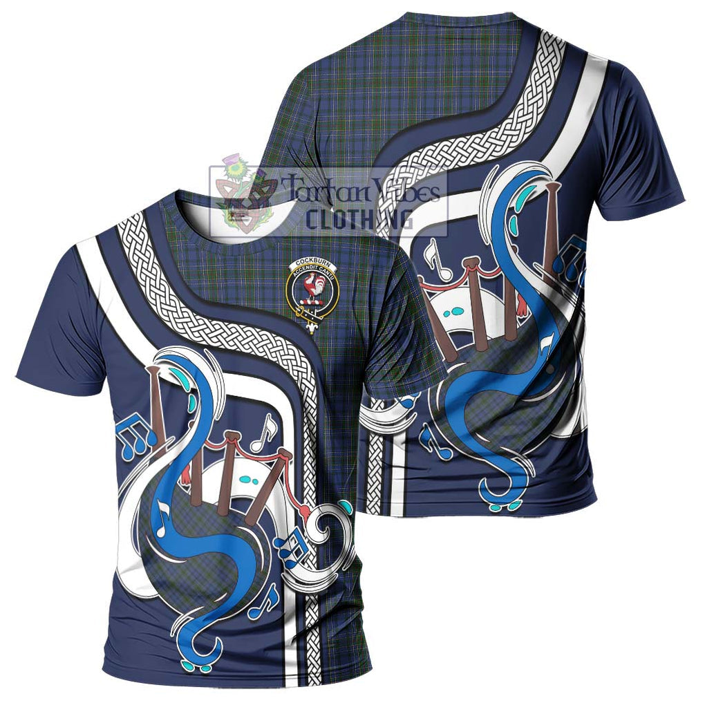 Cockburn Blue Tartan T-Shirt with Epic Bagpipe Style - Tartanvibesclothing Shop