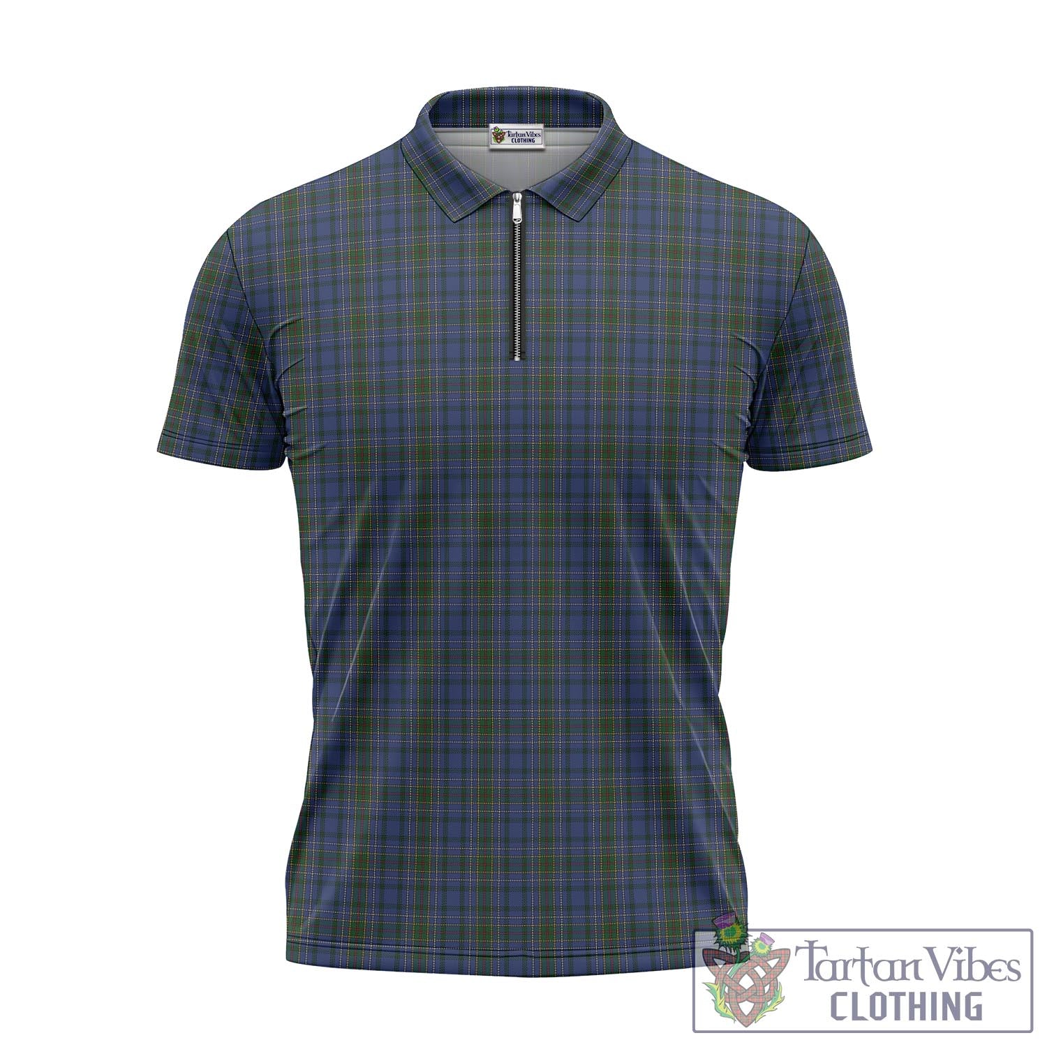 Tartan Vibes Clothing Cockburn Blue Tartan Zipper Polo Shirt