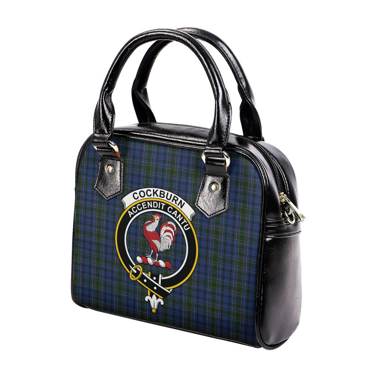 Cockburn Blue Tartan Shoulder Handbags with Family Crest - Tartanvibesclothing