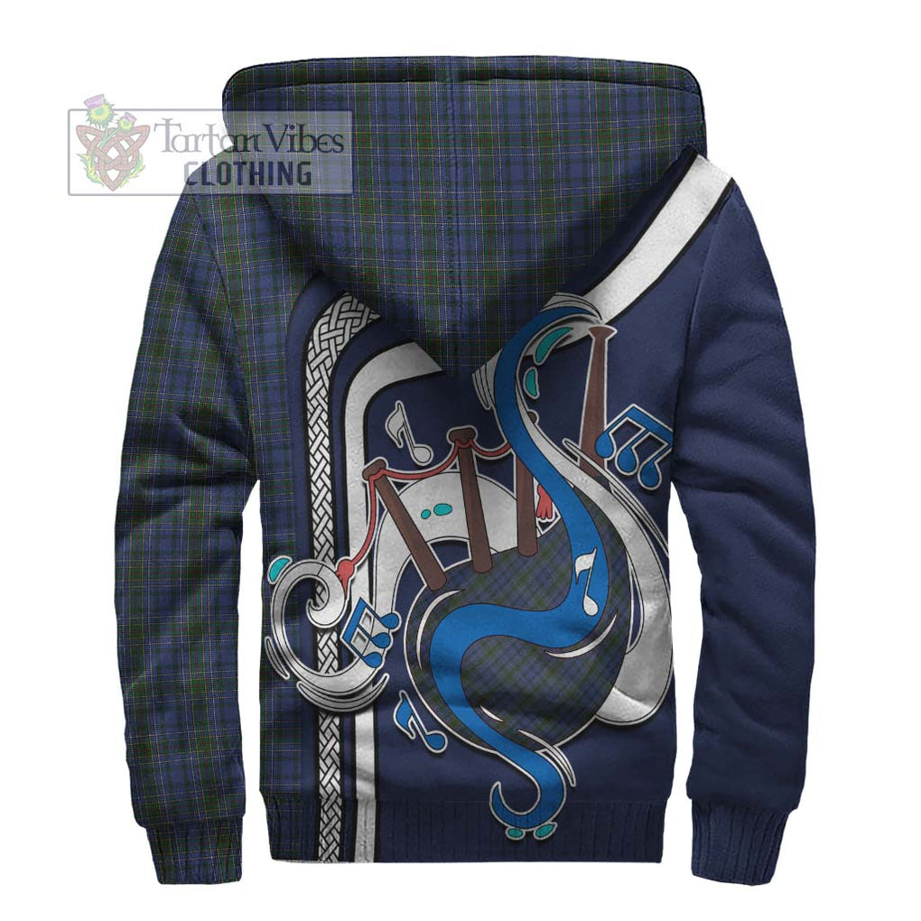 Cockburn Blue Tartan Sherpa Hoodie with Epic Bagpipe Style - Tartanvibesclothing Shop