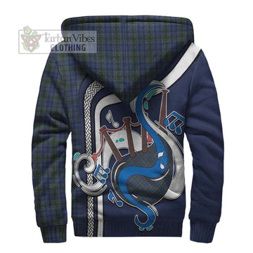 Cockburn Blue Tartan Sherpa Hoodie with Epic Bagpipe Style