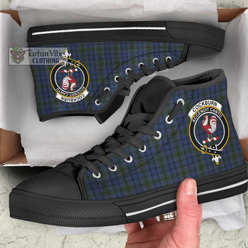 Cockburn Blue Tartan High Top Shoes with Family Crest