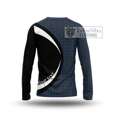 Cockburn Blue Tartan Long Sleeve T-Shirt with Family Crest Circle Style